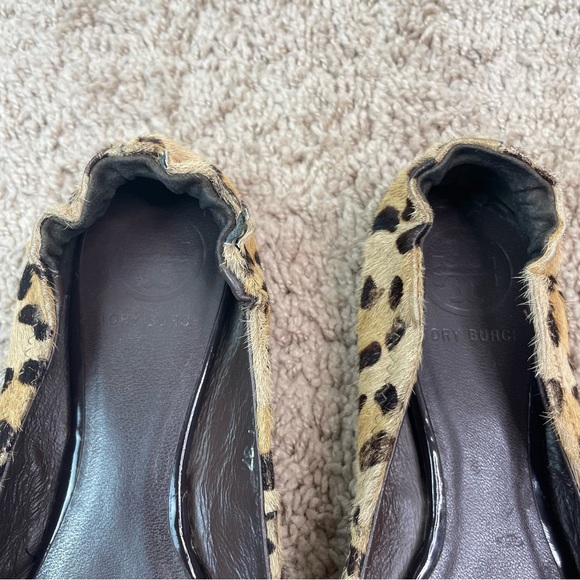 Tory Burch Reva Animal Leopard Print Calf Hair Classic Ballet Flats Shoes - Picture 8 of 16